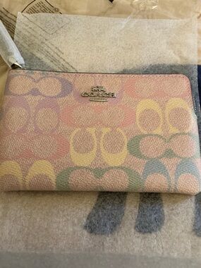 Coach Pastel Rainbow Corner Zip Wristlet